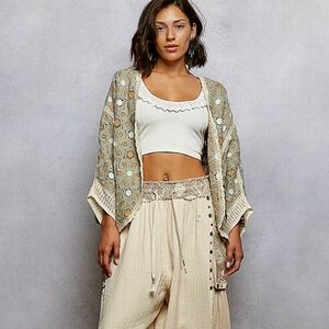 POL Floral Crochet Cardigan